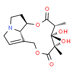 ChemSpider 2D Image | (3R,4S,5S,13aR,13bS)-4,5-Dihydroxy-3,4,5-trimethyl-4,5,8,10,12,13,13a,13b-octahydro-2H-[1,6]dioxacycloundecino[2,3,4-gh]pyrrolizine-2,6(3H)-dione | C16H23NO6