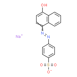 ChemSpider 2D Image | Sodium 4-[(E)-(4-hydroxy-1-naphthyl)diazenyl]benzenesulfonate | C16H11N2NaO4S