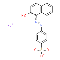 ChemSpider 2D Image | Sodium 4-[(E)-(2-hydroxy-1-naphthyl)diazenyl]benzenesulfonate | C16H11N2NaO4S