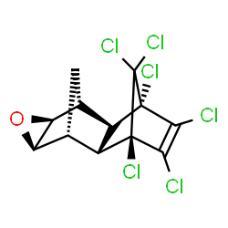 ChemSpider 2D Image | (1R,2R,3R,6S,7R,8R,9S,11R)-3,4,5,6,13,13-Hexachloro-10-oxapentacyclo[6.3.1.1~3,6~.0~2,7~.0~9,11~]tridec-4-ene | C12H8Cl6O