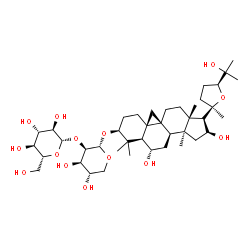 ChemSpider 2D Image | (3beta,6alpha,8alpha,9beta,16beta,20R,24S)-6,16,25-Trihydroxy-20,24-epoxy-9,19-cyclolanostan-3-yl 2-O-beta-D-glucopyranosyl-alpha-L-lyxopyranoside | C41H68O14
