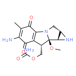 ChemSpider 2D Image | [(8S,8aR)-6-Amino-8a-methoxy-5-methyl-4,7-dioxo-1,1a,2,4,7,8,8a,8b-octahydroazireno[2',3':3,4]pyrrolo[1,2-a]indol-8-yl]methyl carbamate | C15H18N4O5