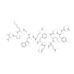 ChemSpider 2D Image | N-Acetyl-D-seryl-L-tyrosyl-D-seryl-D-methionyl-L-alpha-glutamyl-L-histidyl-L-phenylalanyl-D-arginyl-D-tryptophylglycyl-L-lysyl-D-prolyl-L-valinamide | C77H109N21O19S