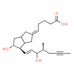 ChemSpider 2D Image | (5E)-5-[(4R,5R)-5-Hydroxy-4-[(1E)-3-hydroxy-4-methyl-1-octen-6-yn-1-yl]hexahydro-2(1H)-pentalenylidene]pentanoic acid | C22H32O4