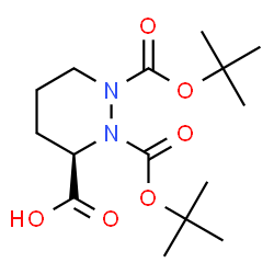 ChemSpider 2D Image | (3R)-1,2-Bis{[(2-methyl-2-propanyl)oxy]carbonyl}hexahydro-3-pyridazinecarboxylic acid | C15H26N2O6
