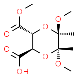 ChemSpider 2D Image | (2R,3R,5R,6R)-5,6-Dimethoxy-3-(methoxycarbonyl)-5,6-dimethyl-1,4-dioxane-2-carboxylic acid | C11H18O8
