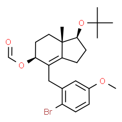 ChemSpider 2D Image | (1S,5S,7aS)-4-(2-Bromo-5-methoxybenzyl)-7a-methyl-1-[(2-methyl-2-propanyl)oxy]-2,3,5,6,7,7a-hexahydro-1H-inden-5-yl formate | C23H31BrO4