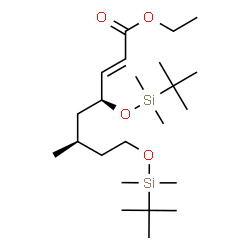ChemSpider 2D Image | Ethyl (2E,4S,6R)-4,8-bis{[dimethyl(2-methyl-2-propanyl)silyl]oxy}-6-methyl-2-octenoate | C23H48O4Si2