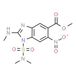 ChemSpider 2D Image | Methyl 1-(dimethylsulfamoyl)-2-(methylamino)-6-nitro-1H-benzimidazole-5-carboxylate | C12H15N5O6S