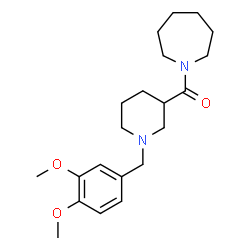 ChemSpider 2D Image | 1-Azepanyl[1-(3,4-dimethoxybenzyl)-3-piperidinyl]methanone | C21H32N2O3