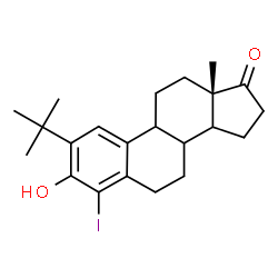 ChemSpider 2D Image | (8xi,9xi,14xi)-3-Hydroxy-4-iodo-2-(2-methyl-2-propanyl)estra-1(10),2,4-trien-17-one | C22H29IO2