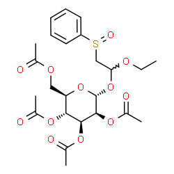 ChemSpider 2D Image | 1-Ethoxy-2-(phenylsulfinyl)ethyl 2,3,4,6-tetra-O-acetyl-alpha-D-mannopyranoside | C24H32O12S