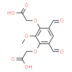 ChemSpider 2D Image | 2,2'-[(4,6-Diformyl-2-methoxy-1,3-phenylene)bis(oxy)]diacetic acid | C13H12O9