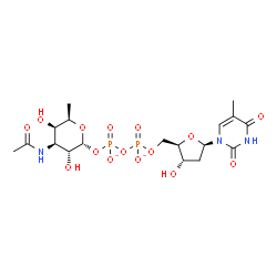 ChemSpider 2D Image | dTDP-3-acetamido-3,6-dideoxy-alpha-D-galactopyranose(2-) | C18H27N3O15P2