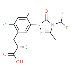 ChemSpider 2D Image | (2S)-2-Chloro-3-{2-chloro-5-[4-(difluoromethyl)-3-methyl-5-oxo-4,5-dihydro-1H-1,2,4-triazol-1-yl]-4-fluorophenyl}propanoic acid | C13H10Cl2F3N3O3