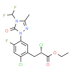ChemSpider 2D Image | Ethyl (2S)-2-chloro-3-{2-chloro-5-[4-(difluoromethyl)-3-methyl-5-oxo-4,5-dihydro-1H-1,2,4-triazol-1-yl]-4-fluorophenyl}propanoate | C15H14Cl2F3N3O3