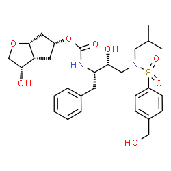 ChemSpider 2D Image | (3S,3aR,5R,6aR)-3-Hydroxyhexahydro-2H-cyclopenta[b]furan-5-yl {(2S,3R)-3-hydroxy-4-[{[4-(hydroxymethyl)phenyl]sulfonyl}(isobutyl)amino]-1-phenyl-2-butanyl}carbamate | C29H40N2O8S