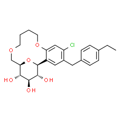 ChemSpider 2D Image | (1S,15R,16S,17R,18R)-5-Chloro-4-(4-ethylbenzyl)-8,13,19-trioxatricyclo[13.3.1.0~2,7~]nonadeca-2,4,6-triene-16,17,18-triol | C25H31ClO6