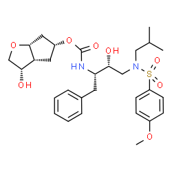 ChemSpider 2D Image | (3S,3aR,5R,6aR)-3-Hydroxyhexahydro-2H-cyclopenta[b]furan-5-yl [(2S,3R)-3-hydroxy-4-{isobutyl[(4-methoxyphenyl)sulfonyl]amino}-1-phenyl-2-butanyl]carbamate | C29H40N2O8S