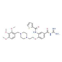 ChemSpider 2D Image | N-[5-(Carbamimidoylcarbamoyl)-2-{2-[4-(2,3,4-trimethoxybenzyl)-1-piperazinyl]ethoxy}phenyl]-2-thiophenecarboxamide | C29H36N6O6S