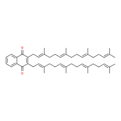 ChemSpider 2D Image | 2,3-Bis[(2E,6E,10E)-3,7,11,15-tetramethyl-2,6,10,14-hexadecatetraen-1-yl]-1,4-naphthoquinone | C50H70O2