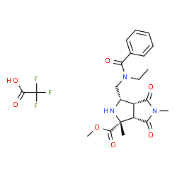 ChemSpider 2D Image | Methyl (1R,3S,3aR,6aS)-3-{[benzoyl(ethyl)amino]methyl}-1,5-dimethyl-4,6-dioxooctahydropyrrolo[3,4-c]pyrrole-1-carboxylate trifluoroacetate (1:1) | C22H26F3N3O7