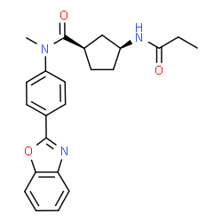 ChemSpider 2D Image | (1R,3S)-N-[4-(1,3-Benzoxazol-2-yl)phenyl]-N-methyl-3-(propionylamino)cyclopentanecarboxamide | C23H25N3O3