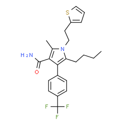 ChemSpider 2D Image | 5-Butyl-2-methyl-1-[2-(2-thienyl)ethyl]-4-[4-(trifluoromethyl)phenyl]-1H-pyrrole-3-carboxamide | C23H25F3N2OS