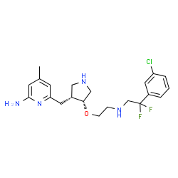 ChemSpider 2D Image | 6-{[(3r,4r)-4-(2-{[2-(3-Chlorophenyl)-2,2-Difluoroethyl]amino}ethoxy)pyrrolidin-3-Yl]methyl}-4-Methylpyridin-2-Amine | C21H27ClF2N4O