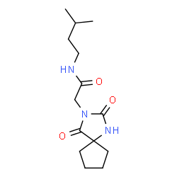 ChemSpider 2D Image | 2-(2,4-Dioxo-1,3-diazaspiro[4.4]non-3-yl)-N-(3-methylbutyl)acetamide | C14H23N3O3