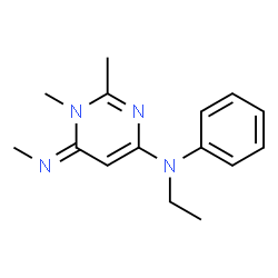 ChemSpider 2D Image | (6Z)-N-Ethyl-1,2-dimethyl-6-(methylimino)-N-phenyl-1,6-dihydro-4-pyrimidinamine | C15H20N4