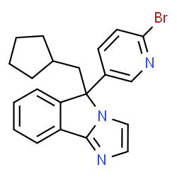 ChemSpider 2D Image | 5-(6-Bromo-3-pyridinyl)-5-(cyclopentylmethyl)-5H-imidazo[2,1-a]isoindole | C21H20BrN3
