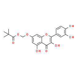 ChemSpider 2D Image | {[2-(3,4-Dihydroxyphenyl)-3,5-dihydroxy-4-oxo-4H-chromen-7-yl]oxy}methyl pivalate | C21H20O9