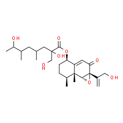 ChemSpider 2D Image | (1aR,4R,7S,7aR,7bR)-1a-(3-Hydroxy-1-propen-2-yl)-7,7a-dimethyl-2-oxo-1a,2,4,5,6,7,7a,7b-octahydronaphtho[1,2-b]oxiren-4-yl 2,7-dihydroxy-2-(hydroxymethyl)-4,6-dimethyloctanoate | C26H40O8