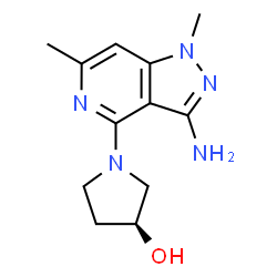 ChemSpider 2D Image | (3S)-1-(3-Amino-1,6-dimethyl-1H-pyrazolo[4,3-c]pyridin-4-yl)-3-pyrrolidinol | C12H17N5O