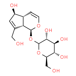 ChemSpider 2D Image | (1S,4aR,5S,7aS)-5-Hydroxy-7-(hydroxymethyl)-1,4a,5,7a-tetrahydrocyclopenta[c]pyran-1-yl D-glucopyranoside | C15H22O9