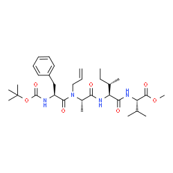 ChemSpider 2D Image | Methyl N-{[(2-methyl-2-propanyl)oxy]carbonyl}-L-phenylalanyl-N-allyl-L-alanyl-L-isoleucyl-L-valinate | C32H50N4O7
