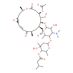 ChemSpider 2D Image | 6-{[6-{[(1S,3R,7R,8S,9S,10R,12R,14Z)-7-Acetoxy-8-methoxy-3,12-dimethyl-5,13-dioxo-10-(2-oxoethyl)-4,17-dioxabicyclo[14.1.0]heptadec-14-en-9-yl]oxy}-4-(dimethylamino)-5-hydroxy-2-methyltetrahydro-2H-py
ran-3-yl]oxy}-4-hydroxy-2,4-dimethyltetrahydro-2H-pyran-3-yl 3-methylbutanoate | C42H67NO16