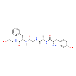 ChemSpider 2D Image | L-Tyrosyl-L-alanylglycyl-N-(2-hydroxyethyl)-Nalpha-methyl-L-phenylalaninamide | C26H35N5O6