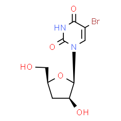 ChemSpider 2D Image | 5-Bromo-1-(3-deoxy-beta-D-threo-pentofuranosyl)-2,4(1H,3H)-pyrimidinedione | C9H11BrN2O5