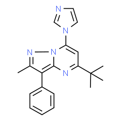 ChemSpider 2D Image | 7-(1H-Imidazol-1-yl)-2-methyl-5-(2-methyl-2-propanyl)-3-phenylpyrazolo[1,5-a]pyrimidine | C20H21N5