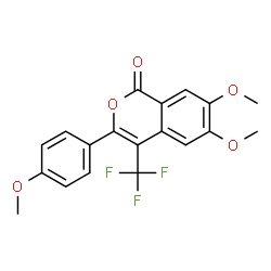 ChemSpider 2D Image | 6,7-Dimethoxy-3-(4-methoxyphenyl)-4-(trifluoromethyl)-1H-isochromen-1-one | C19H15F3O5