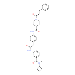 ChemSpider 2D Image | N-{4-[2-({3-[Cyclobutyl(methyl)carbamoyl]phenyl}amino)-2-oxoethyl]phenyl}-1-(3-phenylpropanoyl)-4-piperidinecarboxamide | C35H40N4O4
