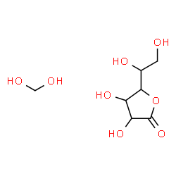 ChemSpider 2D Image | 5-(1,2-Dihydroxyethyl)-3,4-dihydroxydihydro-2(3H)-furanone - methanediol (1:1) | C7H14O8