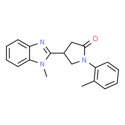 ChemSpider 2D Image | 4-(1-Methyl-1H-benzimidazol-2-yl)-1-(2-methylphenyl)-2-pyrrolidinone | C19H19N3O