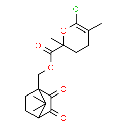 ChemSpider 2D Image | (7,7-Dimethyl-2,3-dioxobicyclo[2.2.1]hept-1-yl)methyl 6-chloro-2,5-dimethyl-3,4-dihydro-2H-pyran-2-carboxylate | C18H23ClO5
