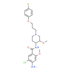ChemSpider 2D Image | 4-Amino-5-chloro-N-{1-[3-(4-fluorophenoxy)propyl]-3-methoxy-4-piperidinyl}-2-methoxybenzamide | C23H29ClFN3O4