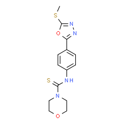 ChemSpider 2D Image | N-{4-[5-(Methylsulfanyl)-1,3,4-oxadiazol-2-yl]phenyl}-4-morpholinecarbothioamide | C14H16N4O2S2