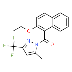 ChemSpider 2D Image | (2-Ethoxy-1-naphthyl)[5-methyl-3-(trifluoromethyl)-1H-pyrazol-1-yl]methanone | C18H15F3N2O2