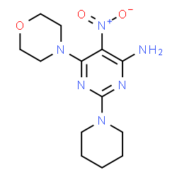 ChemSpider 2D Image | 6-(4-Morpholinyl)-5-nitro-2-(1-piperidinyl)-4-pyrimidinamine | C13H20N6O3